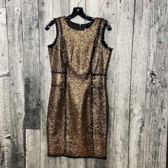 Darling London 2 Piece Jacket & Sheath Dress, Gold & Black - Picture 14 of 14